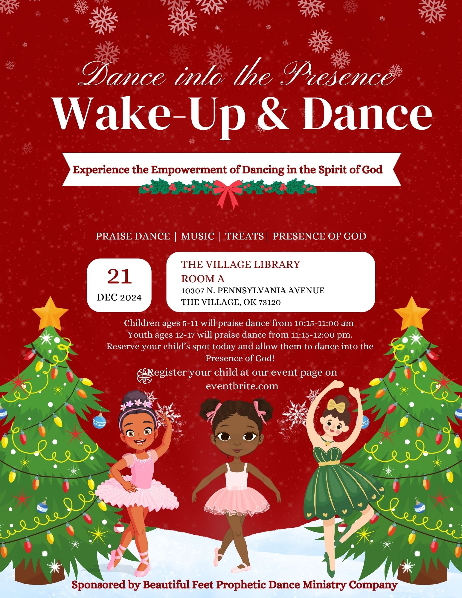Red and White Illustrated Nutcracker Ballet Viewing Party Flyer Red and White Illustrated Nutcracker Ballet Viewing Party Flyer